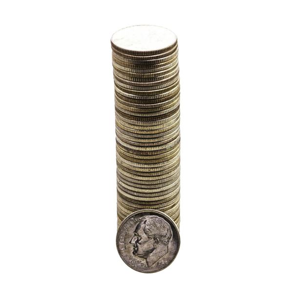Roll of (50) Brilliant Uncirculated 1964 Roosevelt Dime Coins