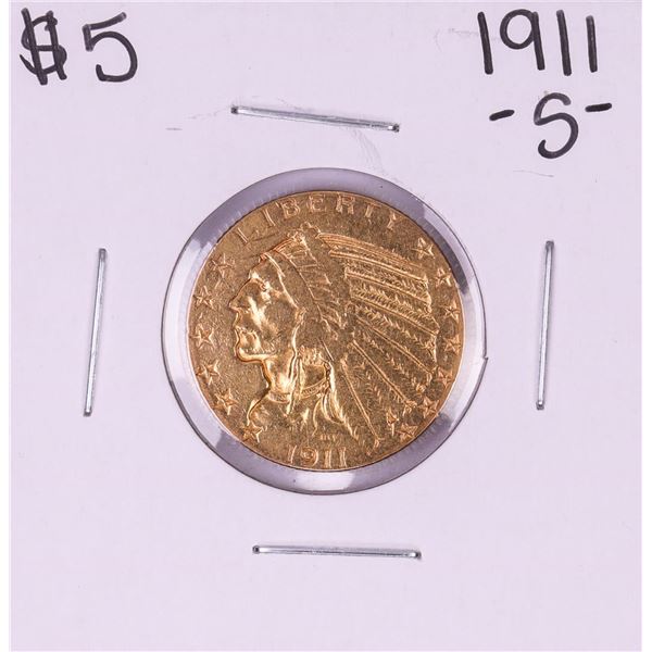 1911-S $5 Indian Head Half Eagle Gold Coin