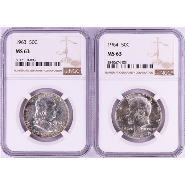 Lot of 1963-1964 Half Dollar Coins NGC MS63