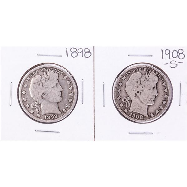 Lot of 1898 & 1908-S Barber Half Dollar Coins
