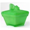 Green BASSET HOUND Satin Glass Dresser Jar #1849753