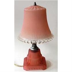 Art Deco Pink Depression Glass Vanity Lamp #1849832