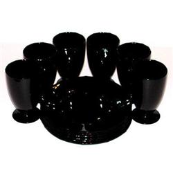 ADDIE Black Depression Glass Tumblers  & Plates#1849922