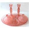 Image 1 : Pink Satin Depression Glass Vanity Set #1849961