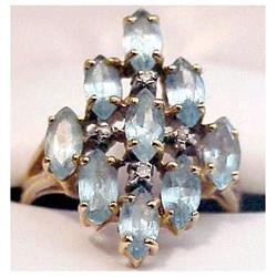 10K 9 stone marquise aquamarine ring [2.7 cts) #1850030