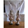 Early Pair of Porcelain Bisque Lamps with Roses#1850127