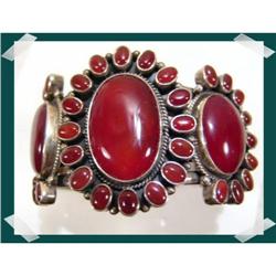 Massive Carnelian Gemstone  STERLING Cuff #1850156