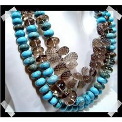 Dramatic Turquoise Smoky QUARTZ Necklace~288 #1850159