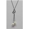 White FWPearl Heart Lariat Silver Necklace #1850343