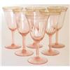 Image 1 : Elegant Pink Depression Glass Gold Etch Goblet #1864191