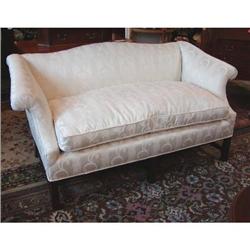 Mahogany Chippendale Camel Back Sofa, Ivory #1864325