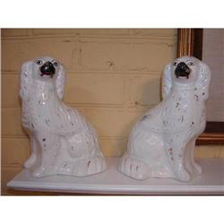 Antique Pair Staffordshire Spaniel Dogs #1864328