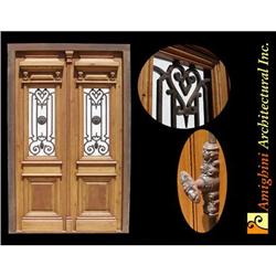 Salvage Double entry door with wrought iron, #1864436