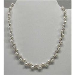 White Fresh Water Pearl  Silver 16? Necklace #1864474