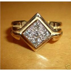 Mens 14K Yellow Gold Antique Diamond Ring #1864535