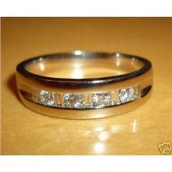 Mens 14K White Gold 1/2 ct Diamond Wedding Ring#1864546