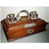 Image 1 : Antique Oak Desk Set with Ink Wells #1911236