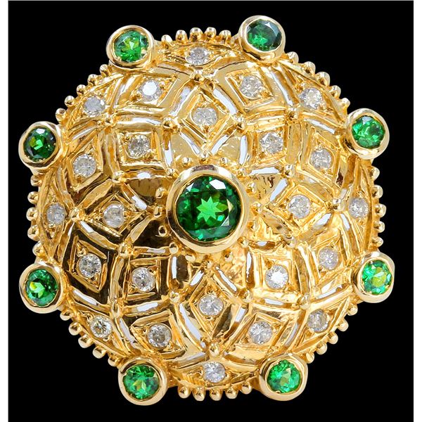 1.03CT NATURAL TSAVORITE 14K YELLOW GOLD RING