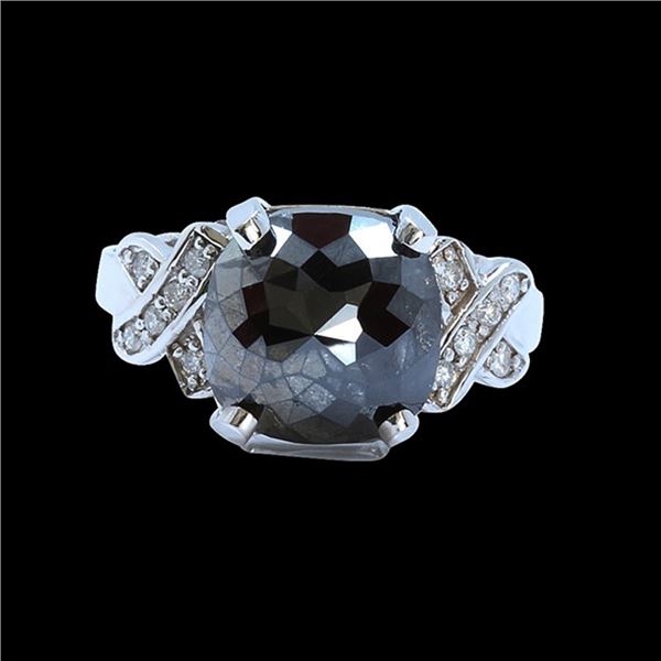 5.81CT TREATED BLACK DIAMOND 14K WHITE GOLD RING