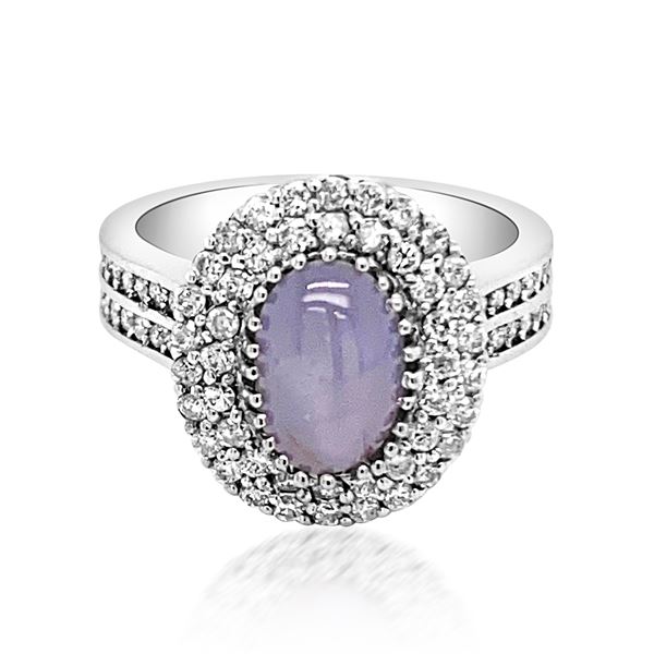 1.64CT NATURAL STAR SAPPHIRE 18K WHITE GOLD RING