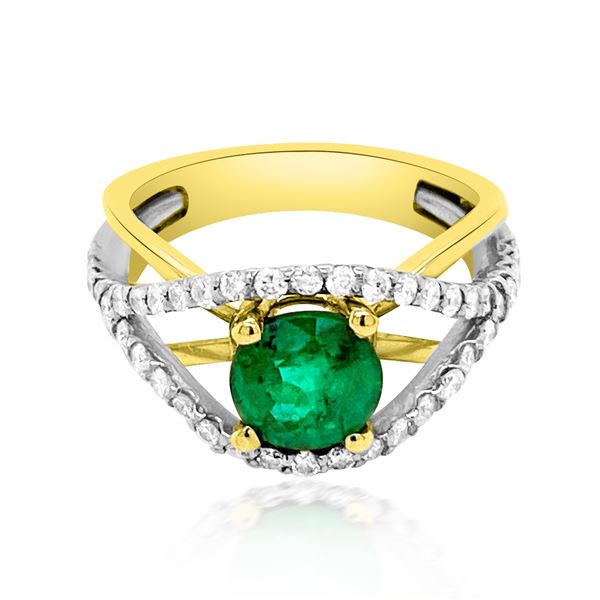 1.17ct NATURAL COLOMBIAN EMERALD 14K W/Y/G RING