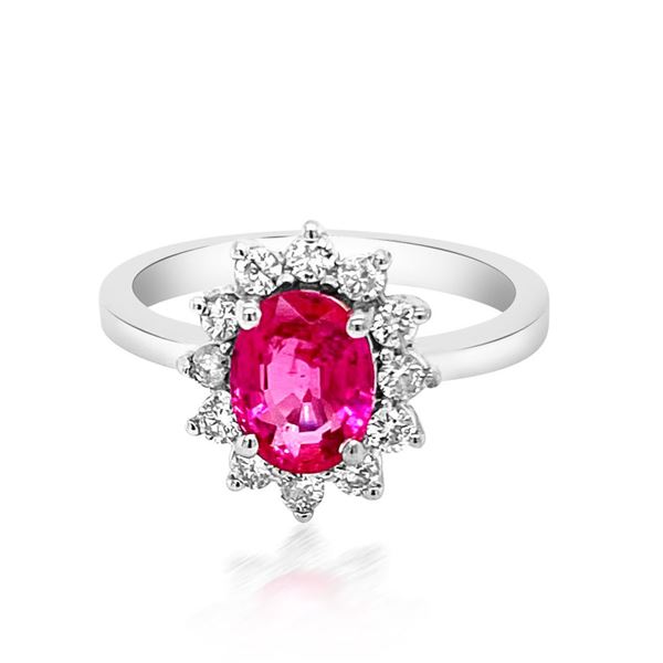 1.33CT NATURAL CEYLON PINK SAPPHIRE 14K WHITE GOLD RING