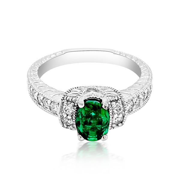 0.74ct NATURAL Emerald 14K White Gold Ring