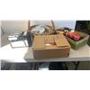 Image 1 : Basket of bakery tins with box of cooking books, box of spices and toaster