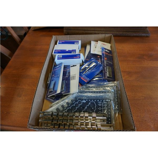 TRAY OF NEW WESTWARD BITS, SOLDERING TIPS, ITEMS