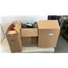 Image 1 : 3 BOXES OF ELECTRONICS, FLASHLIGHTS AND GLASSES