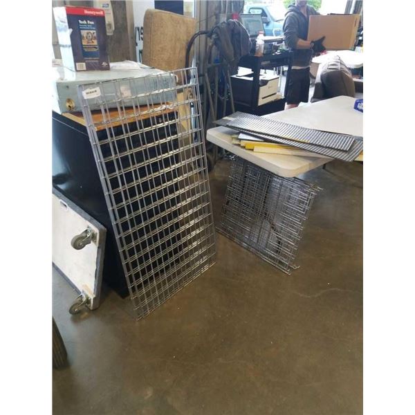 LOT OF METAL WIRE GRIDWALL AND SHELVES FOR WIRE RACK