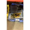 Image 3 : Tote of Tie down straps, new pipe clamp sets, pruning saws and  Diagonal plyers