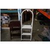 Image 1 : FOLDING 2 STEP LADDER AND WOOD 2 STEP STOOL