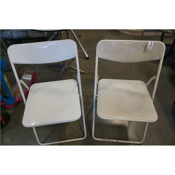 2 WHITE FOLDING METAL CHAIRS