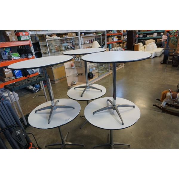 6 ROUND RESTAURANT TABLES - PAINTED WHITE