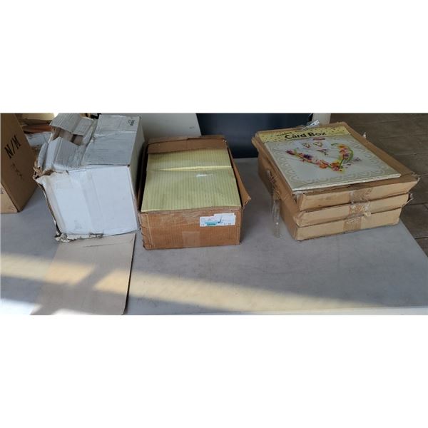 Lot of new lined writing pads, sheet size envelopes and card boxes