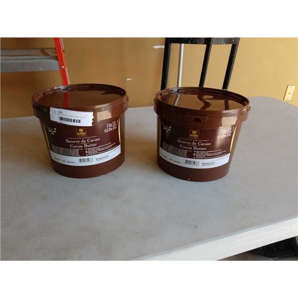 TWO 3KG PAILS OF CACAO BARRY COCOA BUTTER PISTOLES