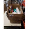 Image 1 : BOX OF COOKING ITEMS, DISPOSABLE CUPS AND ESTATE GOODS