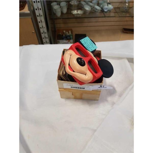 2 VINTAGE VIEWMASTER 3-D VIEWERS AND 1 MICKEY MOUSE PLUS 20 VIEWING DISCS