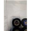 Image 2 : STANLEY CUP PLAYOFFS 2021 HOCKEY PUCK SET 4 PUCKS, NY ISLANDER VS PITTSBURGH ENGUINS, WASHINGTON VS