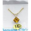 Image 1 : 14 KT WHITE GOLD YELLOW CITRINE PENDANT W/ SILVER CHAIN W/ APPRAISAL $855