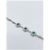 Image 2 : STERLING SILVER FLOWER BRACELET SET W/ EMERALDS AND ACCENTED W/ CZ W/ APPRAISAL $1685