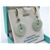 Image 2 : 14KT YELLOW GOLD LEVER BACK EARRINGS, SET W/ JADE DONUT ACCENTED W/ BLUE TOPAZ GEMSTONES W/ APPRAISA