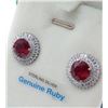 Image 1 : STERLING SILVER 17.24CT RUBY EARRINGS W/ CZ W/ APPRAISAL $1985