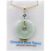 Image 1 : 14KT YELLOW GOLD JADE DONUT AND BLUE TOPAZ PENDANT W/ APPRAISAL $1915