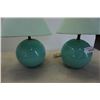 Image 2 : PAIR OF TEAL TABLE LAMPS