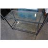 Image 2 : BLACK METAL AND GLASS OPEN SHELF - 3 FOOT WIDE X 15 INCHES DEEP X 71 TALL