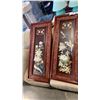 Image 1 : 2 EASTERN ROSEWOOD FRAMED STONE ART BIRD SCENES