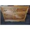 Image 2 : VINTAGE CARVED 3 DRAWER DRESSER - 4 FOOT WIDE X 20 INCHES DEEP X 34 TALL