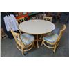 Image 1 : ROUND BAMBOO PATIO TABLE WITH 4 ROLLING CHAIRS - 4 FOOT DIAMETER 27 INCHES TALL
